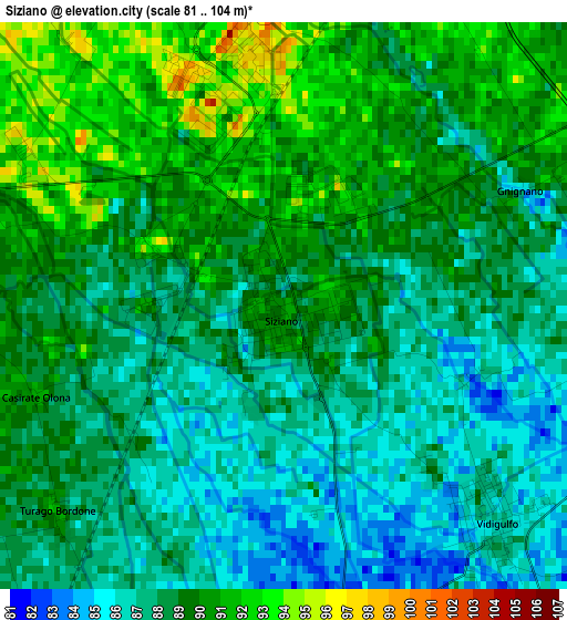 Siziano elevation map