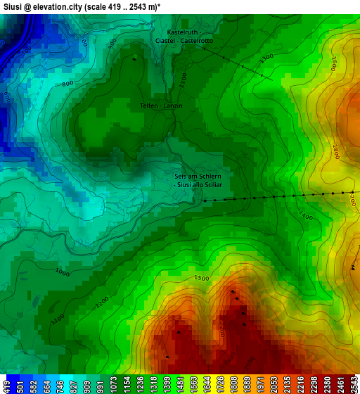 Siusi elevation map