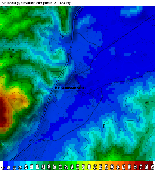 Siniscola elevation map