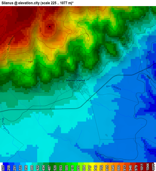 Silanus elevation map