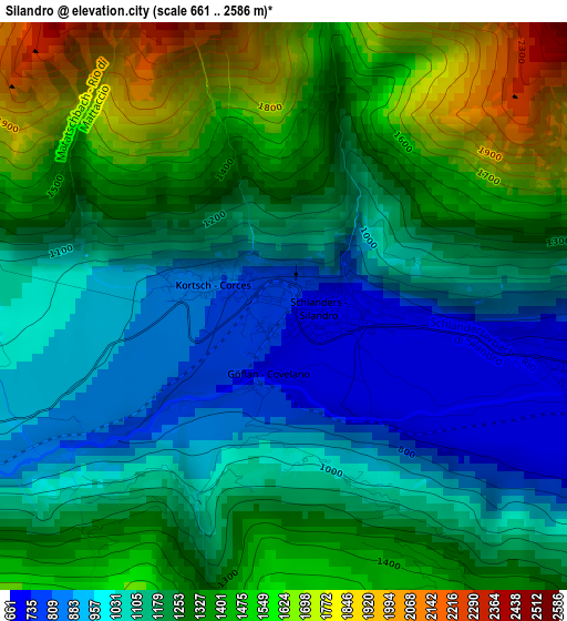 Silandro elevation map