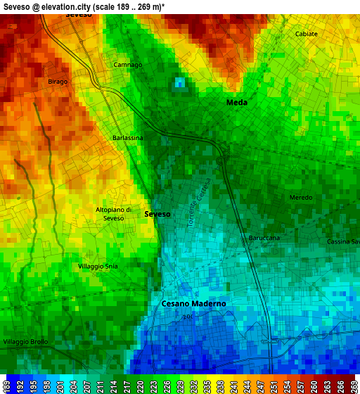 Seveso elevation map