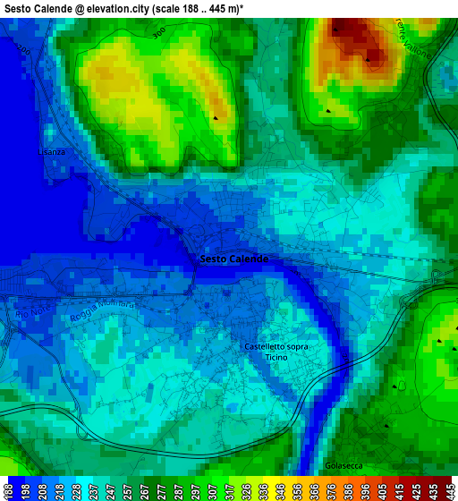 Sesto Calende elevation map