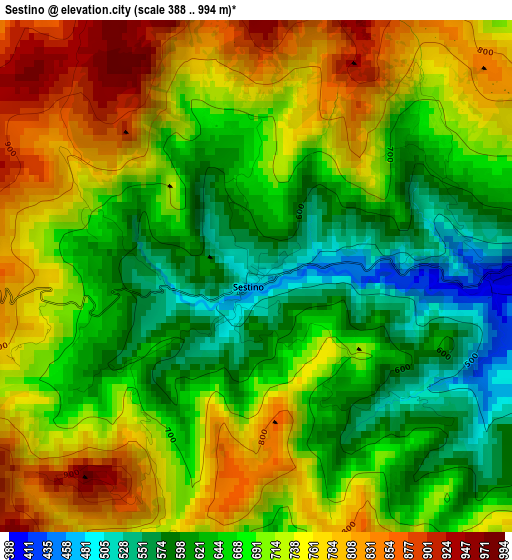 Sestino elevation map