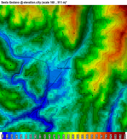 Sesta Godano elevation map