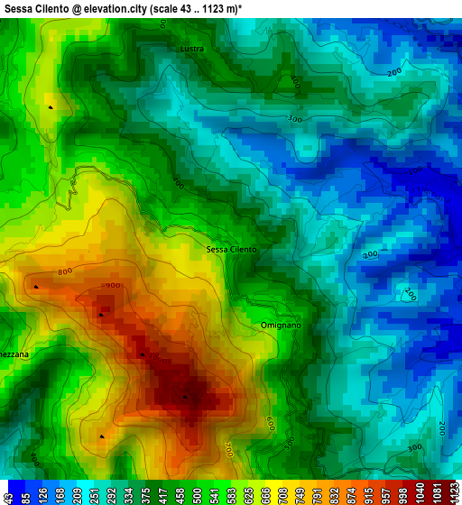 Sessa Cilento elevation map