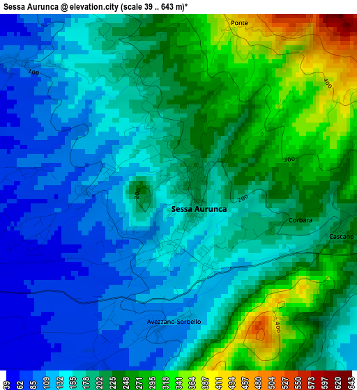 Sessa Aurunca elevation map