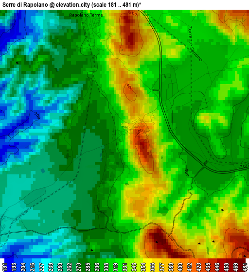 Serre di Rapolano elevation map