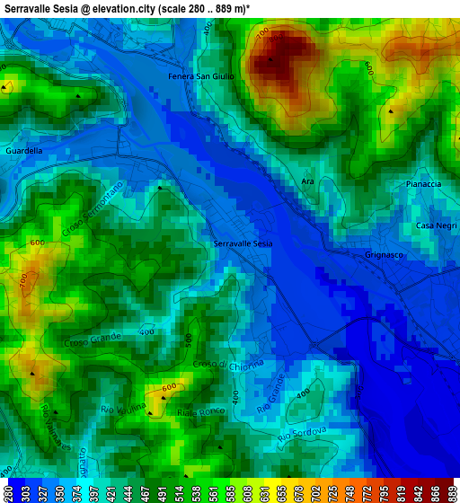 Serravalle Sesia elevation map