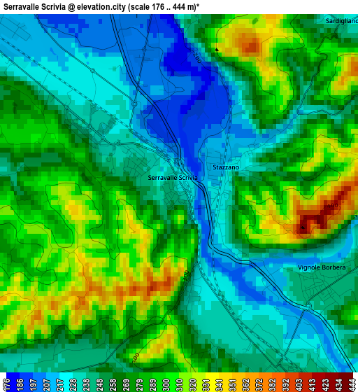 Serravalle Scrivia elevation map