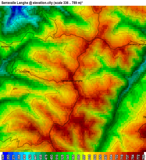 Serravalle Langhe elevation map