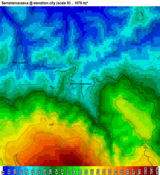 Serramonacesca elevation map