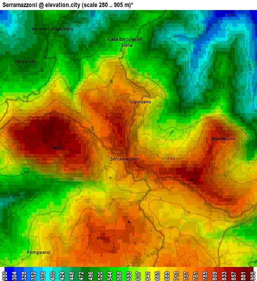 Serramazzoni elevation map