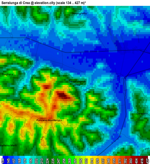 Serralunga di Crea elevation map