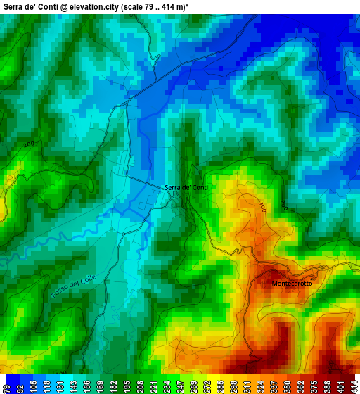 Serra de' Conti elevation map