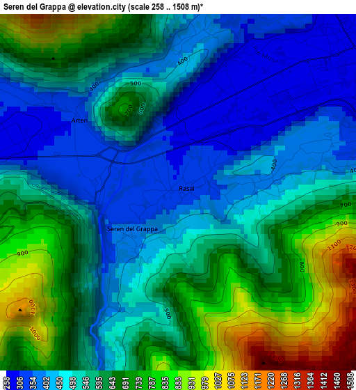 Seren del Grappa elevation map