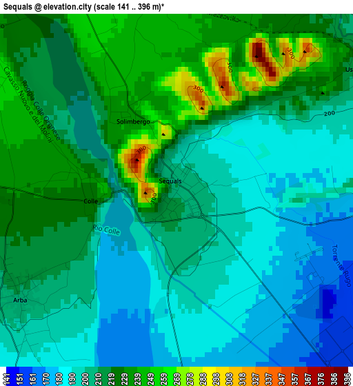 Sequals elevation map