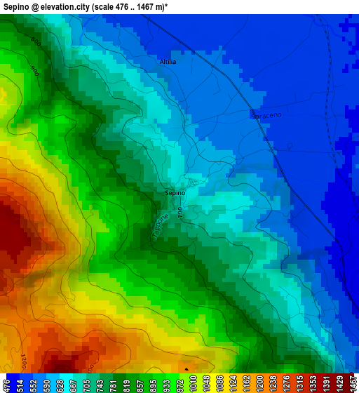 Sepino elevation map