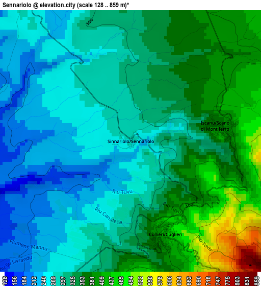 Sennariolo elevation map