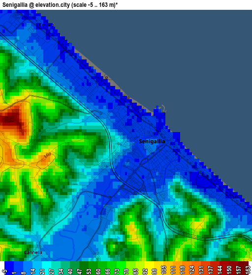 Senigallia elevation map