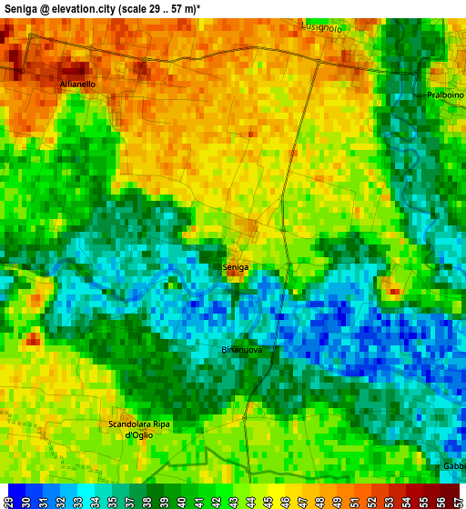 Seniga elevation map