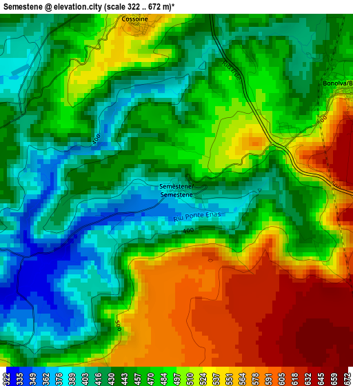 Semestene elevation map