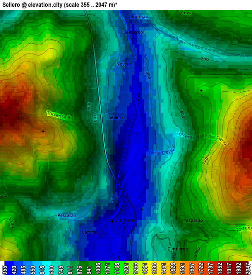 Sellero elevation map