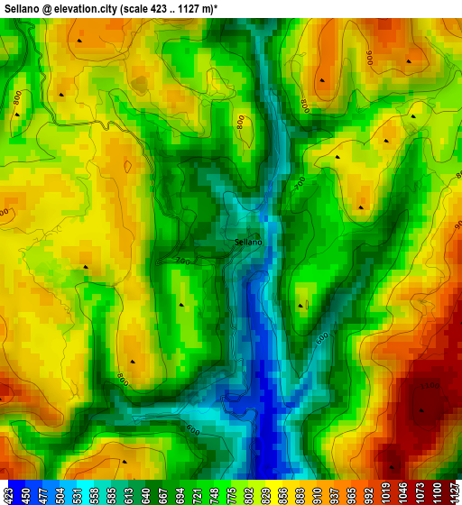 Sellano elevation map