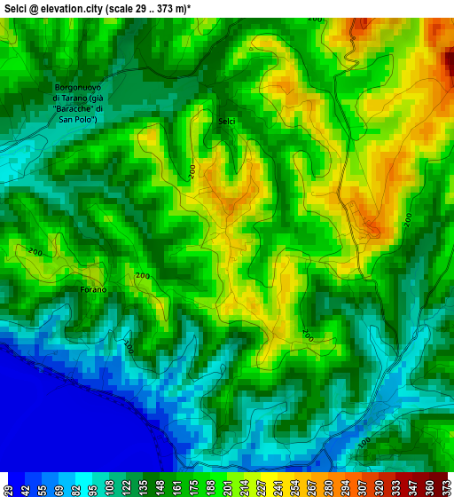 Selci elevation map