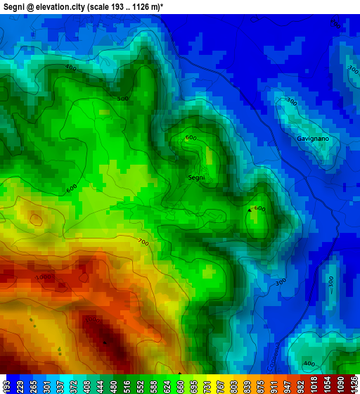 Segni elevation map