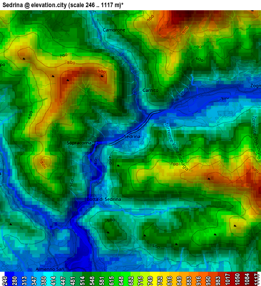 Sedrina elevation map