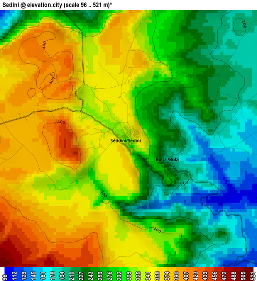 Sedini elevation map