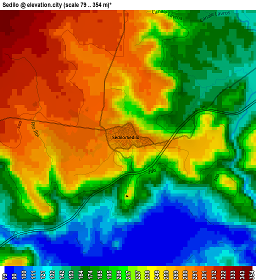 Sedilo elevation map