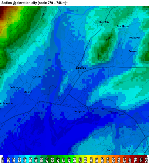 Sedico elevation map