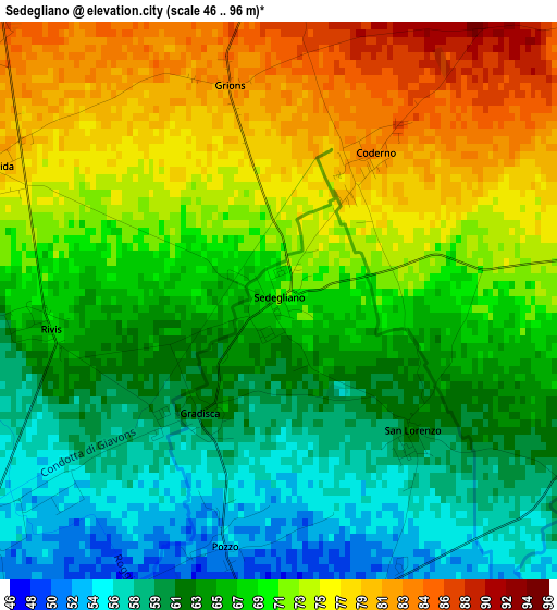 Sedegliano elevation map