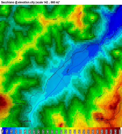 Secchiano elevation map