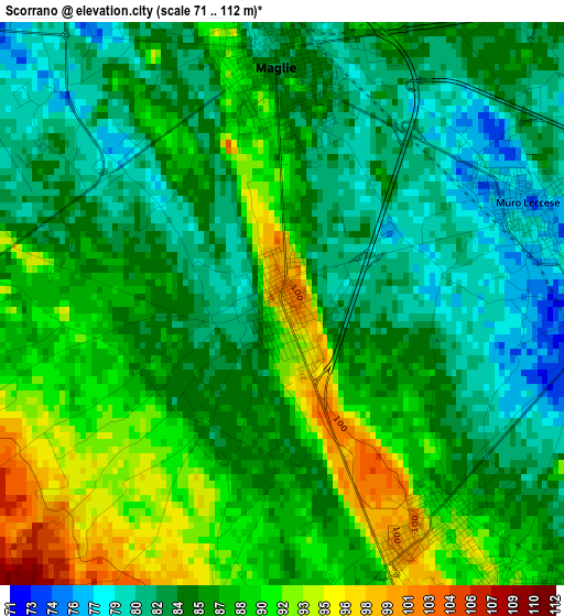 Scorrano elevation map