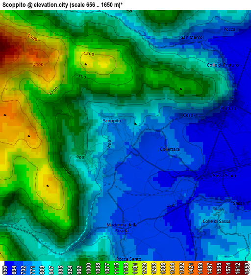 Scoppito elevation map