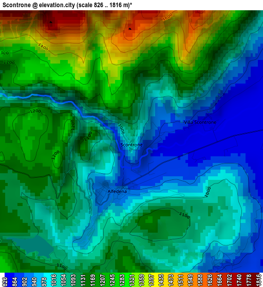 Scontrone elevation map