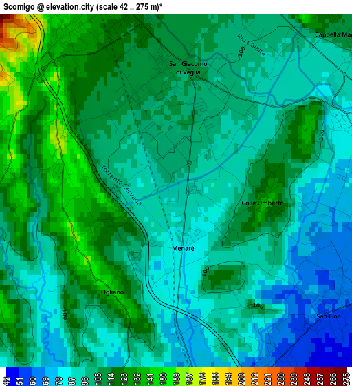 Scomigo elevation map