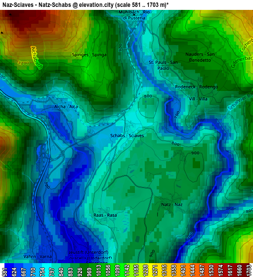 Naz-Sciaves - Natz-Schabs elevation map