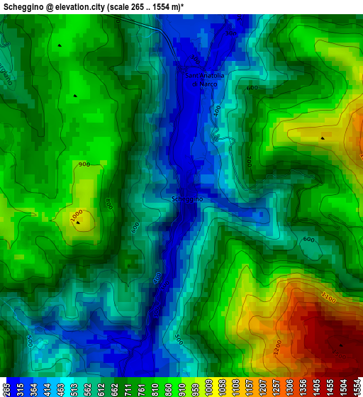 Scheggino elevation map