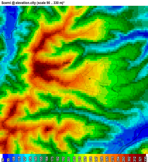 Scerni elevation map