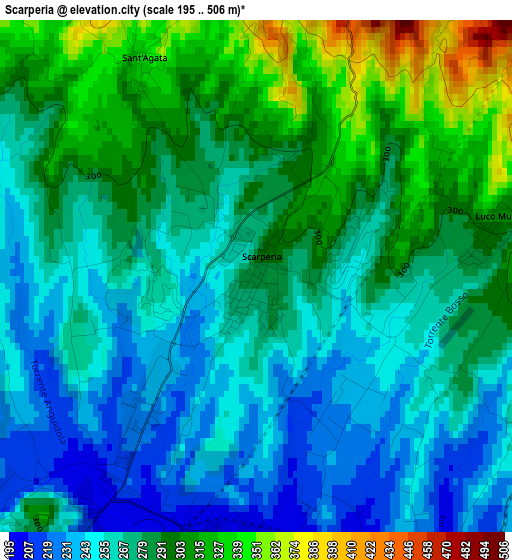 Scarperia elevation map