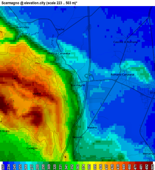 Scarmagno elevation map