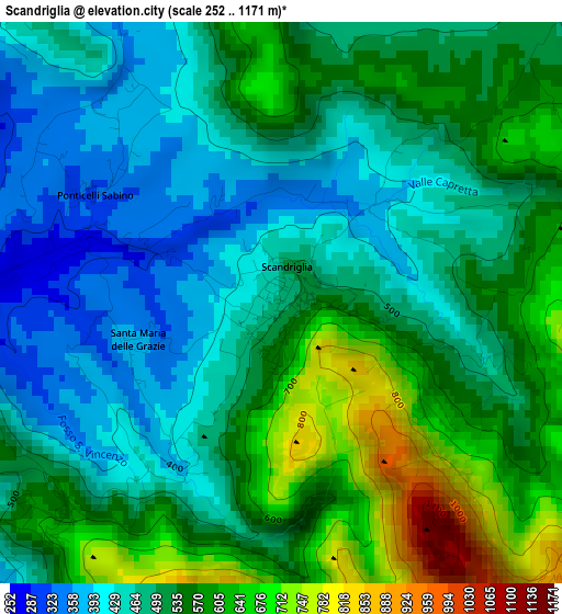 Scandriglia elevation map