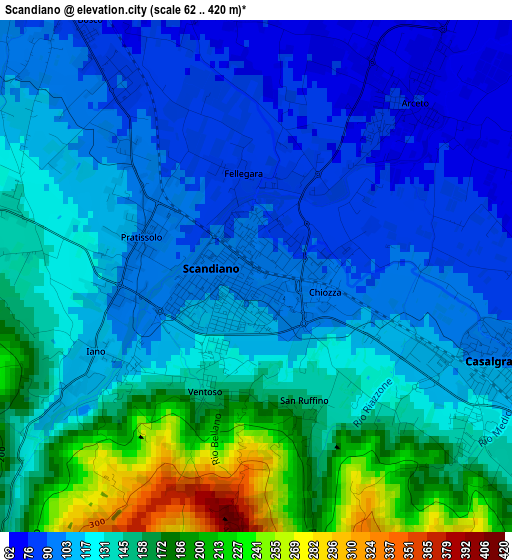 Scandiano elevation map