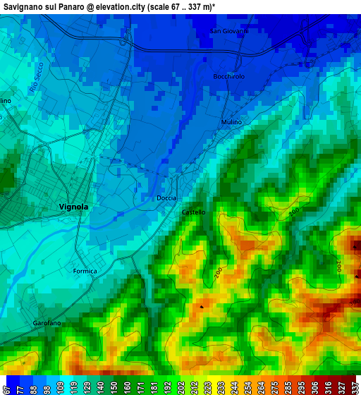 Savignano sul Panaro elevation map