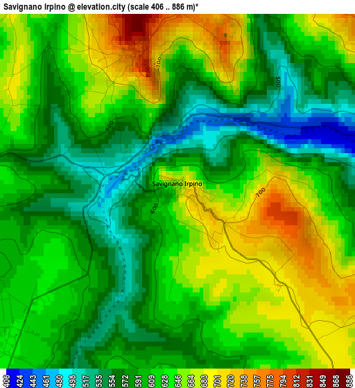 Savignano Irpino elevation map