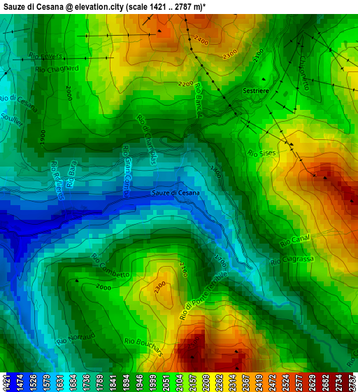 Sauze di Cesana elevation map